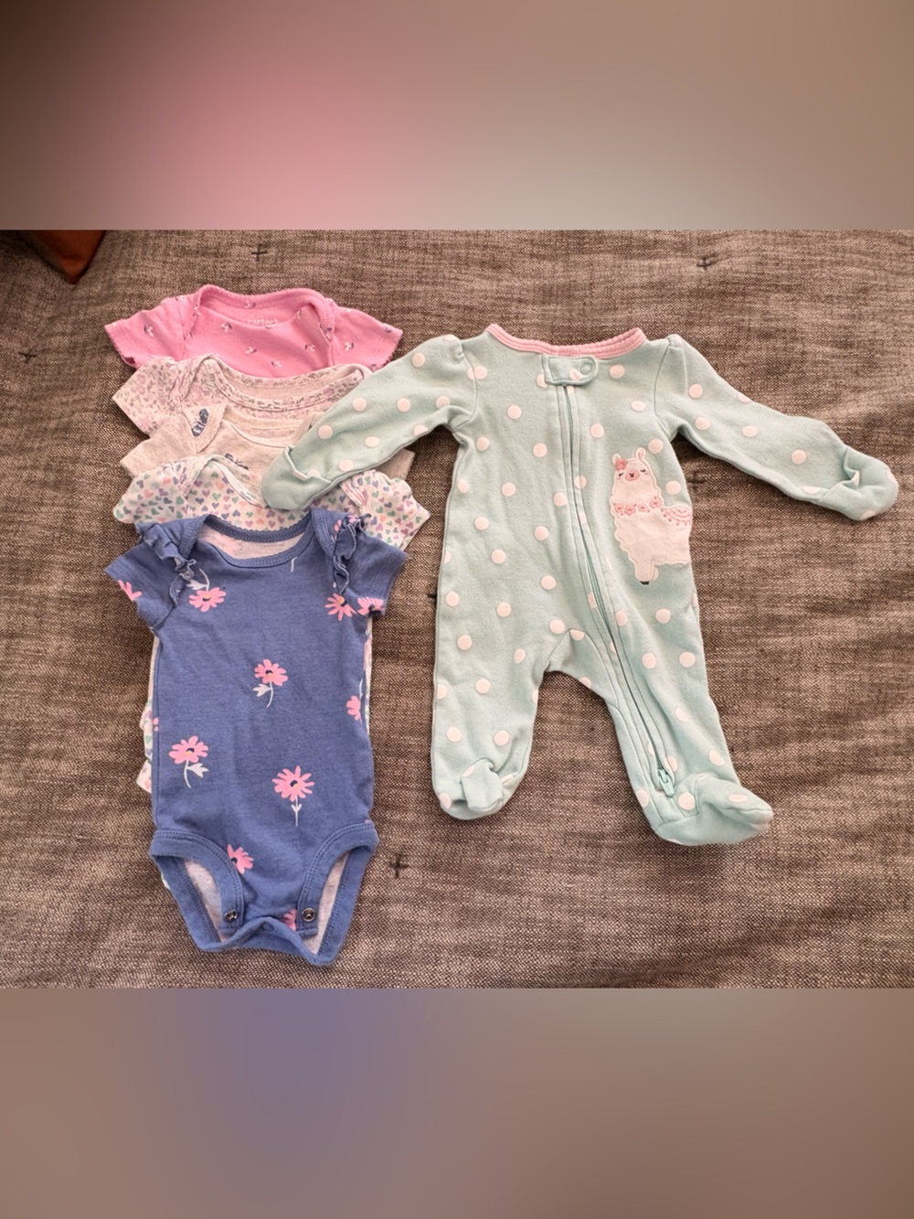 Carter's Baby Girls One-Piece Footies in Blue, Pink, Mint
